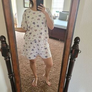 Honors intimates womens large vintwge 90s 2 piece set shorts shirt cherry orchar